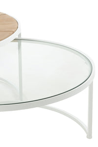 Set Of 2 Sidetables Relax Metal/Wood White/Natural