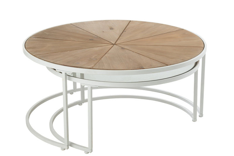 Set Of 2 Sidetables Relax Metal/Wood White/Natural