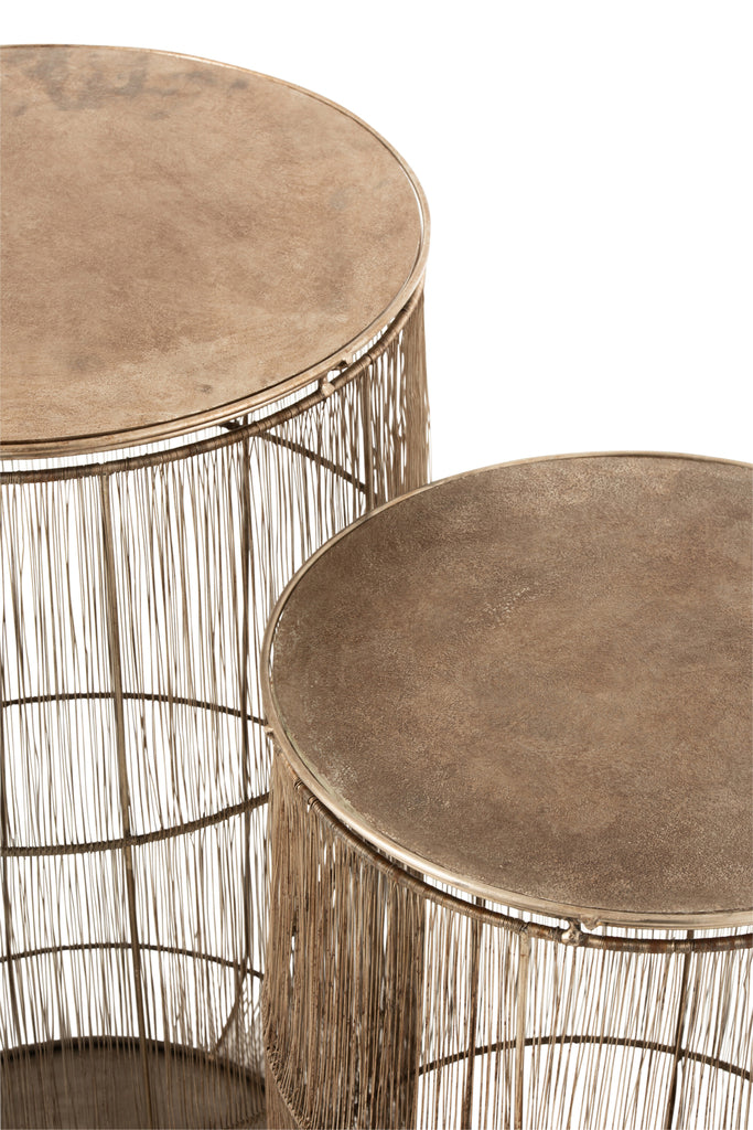 Set Of 2 Sidetables Baskets High Antique Brown