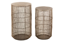 Set Of 2 Sidetables Baskets High Antique Brown