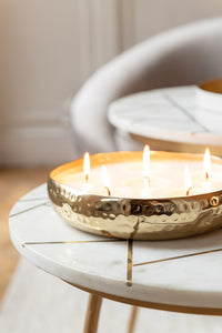 Set Of Two Sidetable Marble/Iron Gold/White