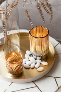 Set Of Two Sidetable Marble/Iron Gold/White