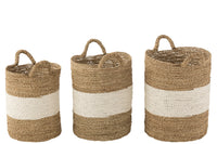 Set Of 3 Baskets Seagrass White/Natural