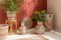 Set 3 Baskets Striped Seagrass Orange