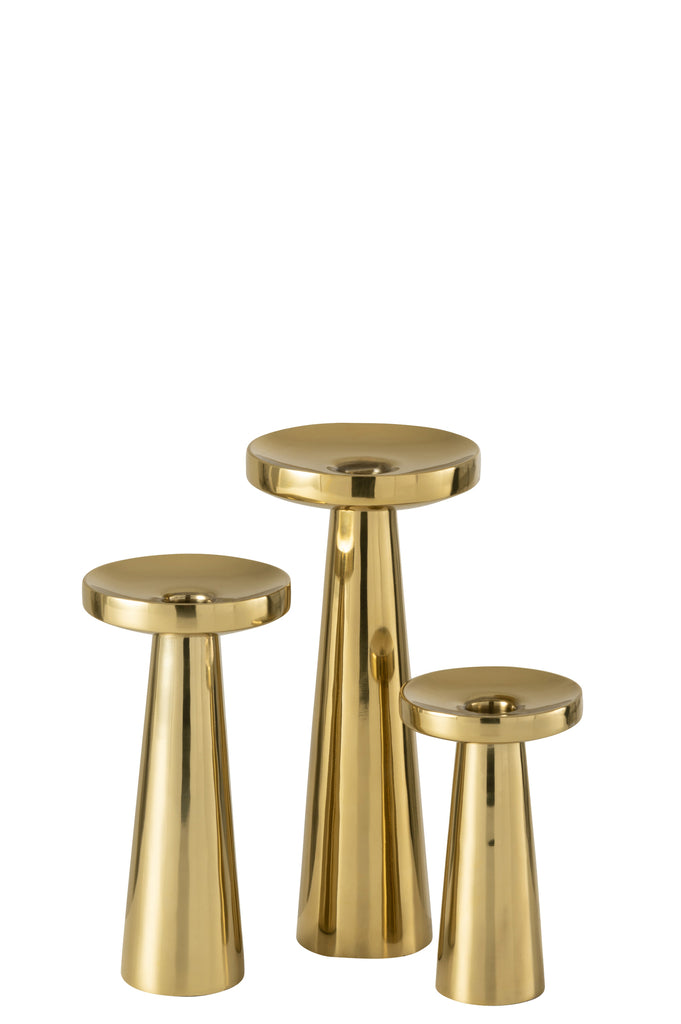 Set Of Three Candle Holders Stainless Steel Gold
