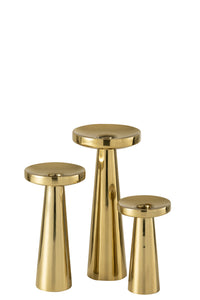 Set Of Three Candle Holders Stainless Steel Gold