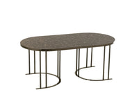 Set Of 3 Side Table Oval Silver/Brown Metal
