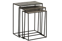 Set Of 3 Side Tables Rectangular Aluminium Black/Mix