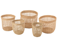Set Of 5 Baskets Oasis Seagrass Light Natural