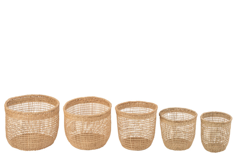 Set Of 5 Baskets Oasis Seagrass Light Natural