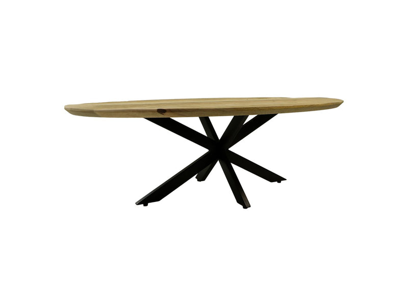 Salontafel Bern swiss edge - 130x80x42.5 - Naturel/zwart - Mangohout/metaal