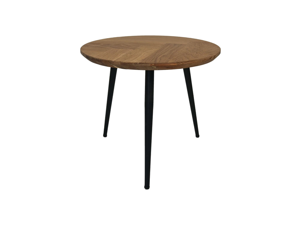 Salontafel Fishbone - 45x45x39 - Naturel/zwart - Eiken/metaal