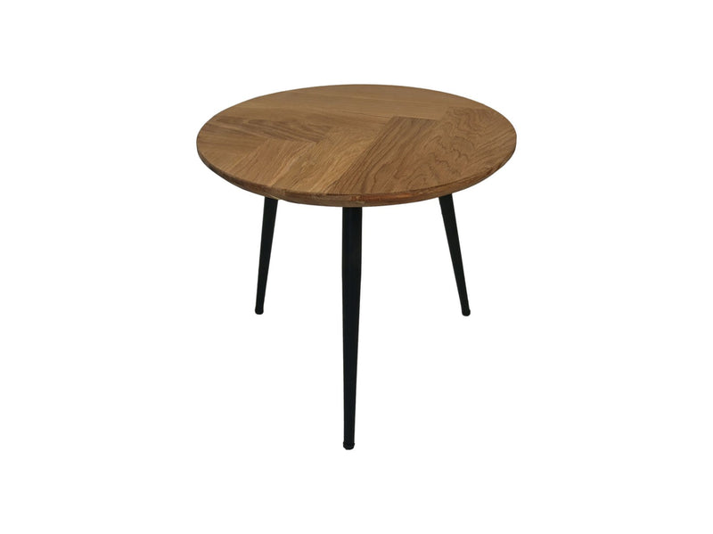 Salontafel Fishbone - 45x45x39 - Naturel/zwart - Eiken/metaal