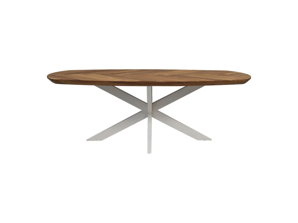 Salontafel Fishbone Danish - 120x60x43 - Naturel/wit - Eiken/metaal