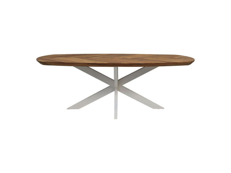 Salontafel Fishbone Danish - 120x60x43 - Naturel/wit - Eiken/metaal