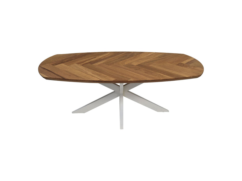 Salontafel Fishbone Danish - 120x60x43 - Naturel/wit - Eiken/metaal