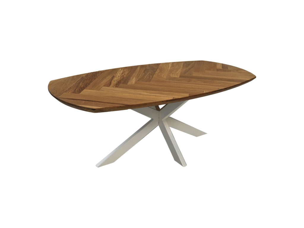 Salontafel Fishbone Danish - 120x60x43 - Naturel/wit - Eiken/metaal