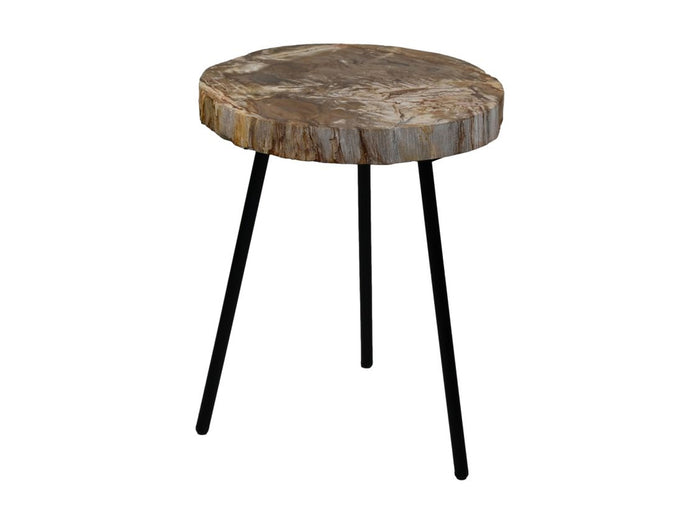 Salontafel rond - ø40-44x54 - Naturel/zwart - Steen/Metaal
