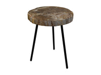 Salontafel rond - ø40-44x54 - Naturel/zwart - Steen/Metaal