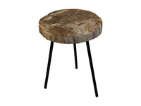 Salontafel rond - ø40-44x54 - Naturel/zwart - Steen/Metaal
