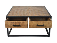 Salontafel Verona - 80x80x40 - naturel/zwart - Mangohout/metaal