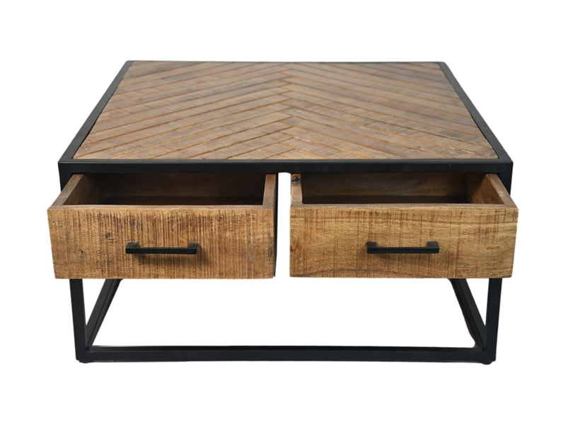 Salontafel Verona - 80x80x40 - naturel/zwart - Mangohout/metaal