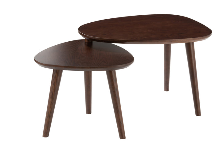 Set Of 2 Sidetable Vintage Wood Brown