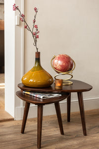 Set Of 2 Sidetable Vintage Wood Brown
