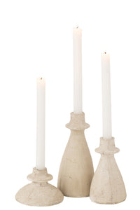Set Of 3 Candleholders Agora Terra Beige