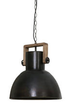 Afbeelding in Gallery-weergave laden, Hanging lamp 40x45 cm SHELLY black zinc-wood brown
