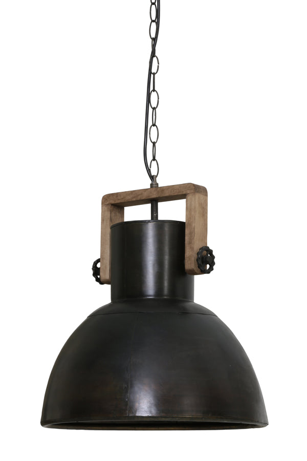 Hanging lamp 40x45 cm SHELLY black zinc-wood brown