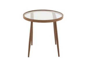 Side Table Round Metal/Glass Dark Brown