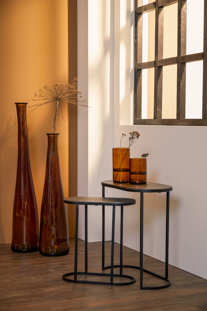 Side table S/2 max 53x26x53 cm BOCOV antique lead-black