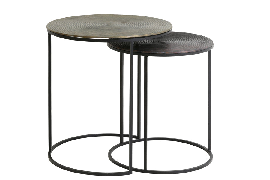 Side table S/2 41x46+49x52 cm TALCA ant copper+brnz circ