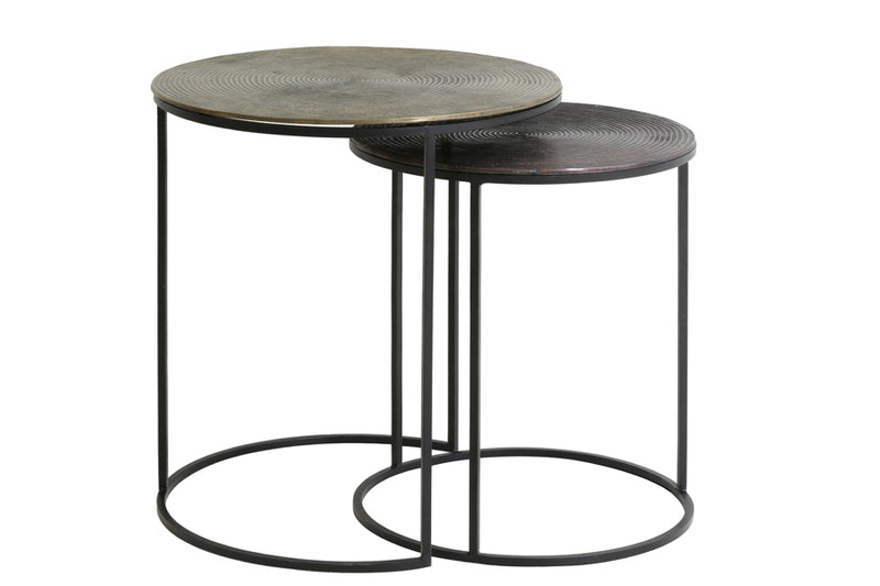 Side table S/2 41x46+49x52 cm TALCA ant copper+brnz circ