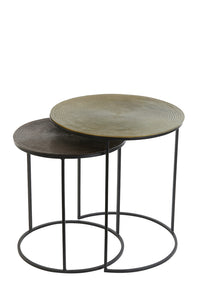 Side table S/2 41x46+49x52 cm TALCA ant copper+brnz circ