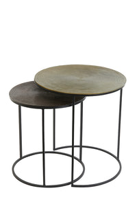 Side table S/2 41x46+49x52 cm TALCA ant copper+brnz circ