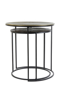 Side table S/2 41x46+49x52 cm TALCA ant copper+brnz circ