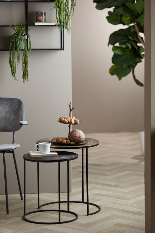 Side table S/2 41x46+49x52 cm TALCA ant copper+brnz circ