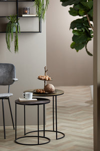 Side table S/2 41x46+49x52 cm TALCA ant copper+brnz circ
