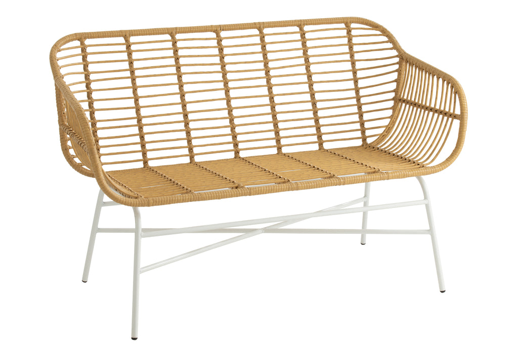 Sitting Bench Celeste Outdoors Met/Rattan Natural/White