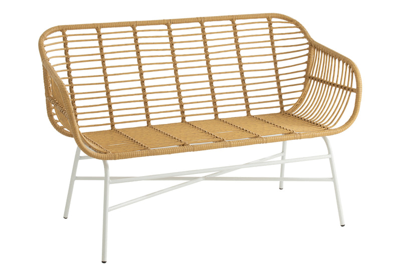 Sitting Bench Celeste Outdoors Met/Rattan Natural/White