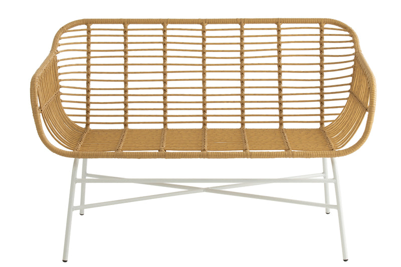 Sitting Bench Celeste Outdoors Met/Rattan Natural/White