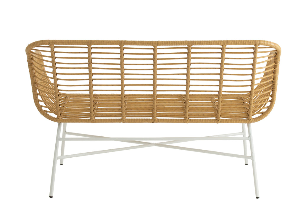 Sitting Bench Celeste Outdoors Met/Rattan Natural/White