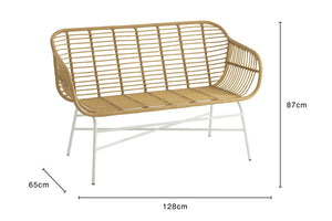 Sitting Bench Celeste Outdoors Met/Rattan Natural/White
