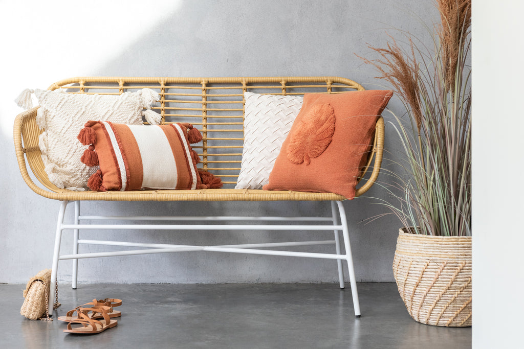 Sitting Bench Celeste Outdoors Met/Rattan Natural/White
