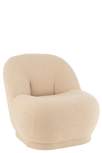 Stool Teddy Velvet White Warm Beige