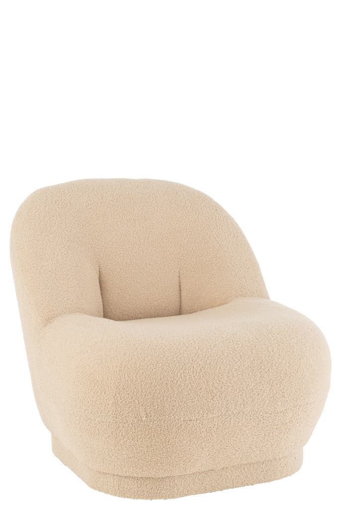Stool Teddy Velvet White Warm Beige