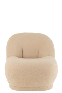 Stool Teddy Velvet White Warm Beige