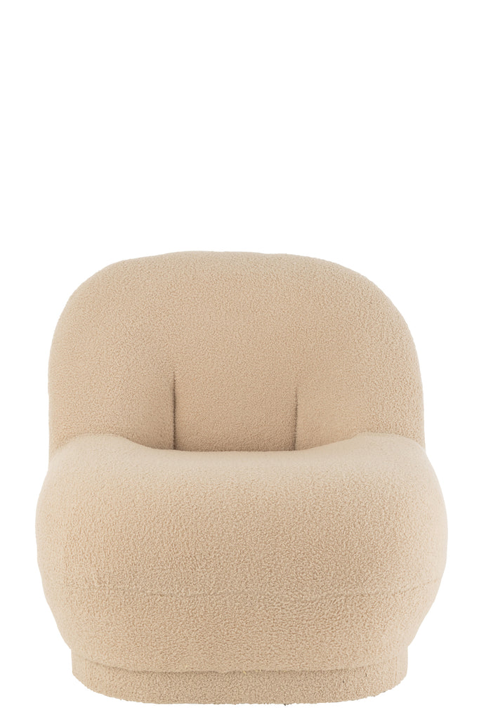 Stool Teddy Velvet White Warm Beige